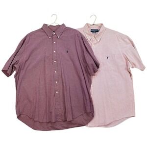 Lot of 2 FLAWED Ralph Lauren Mens XXL Short Sleeve Plaid Button Down Shirts